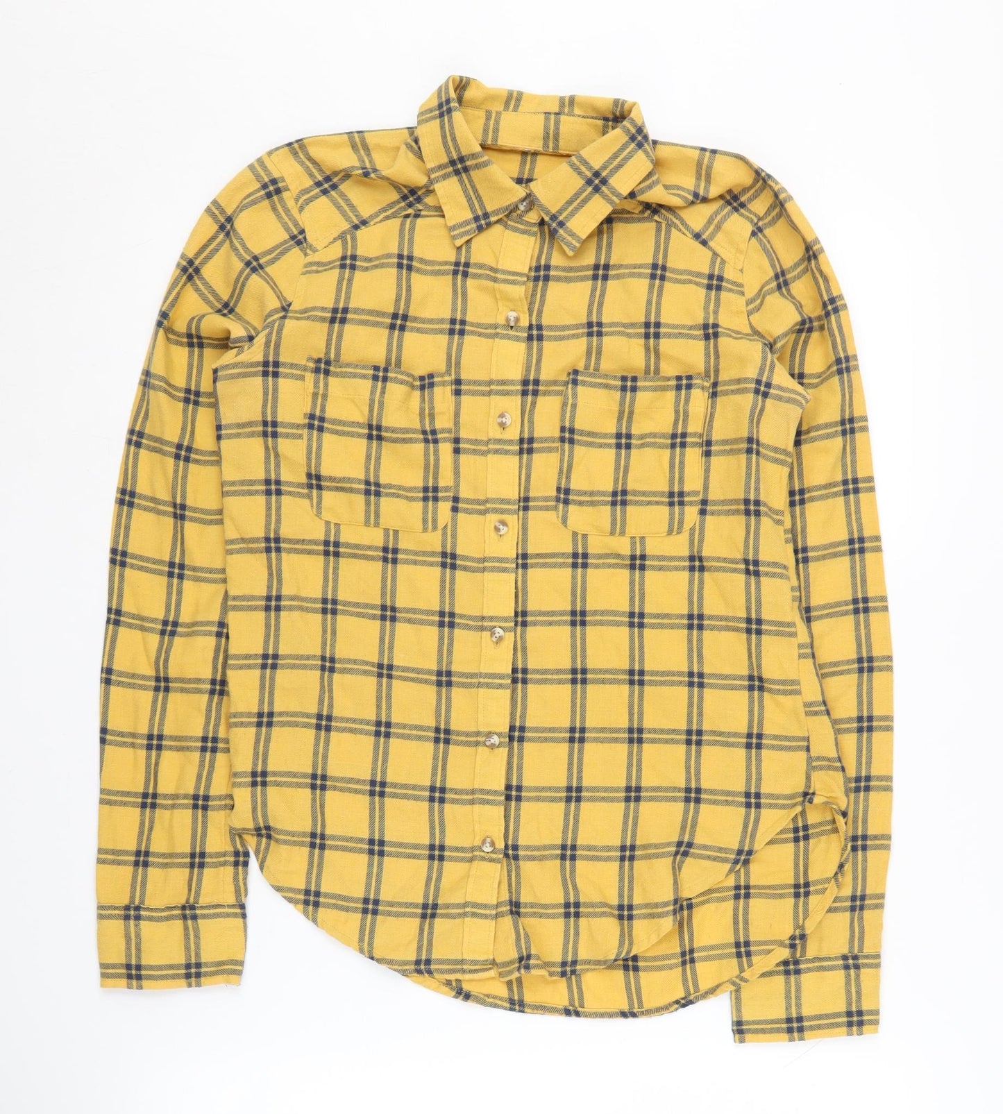 Hollister Women's Yellow Plaid XS Button-Up Shirt