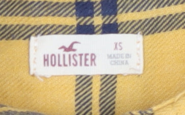 Hollister Women's Yellow Plaid XS Button-Up Shirt