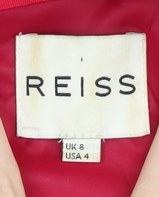 Brand and care label for Reiss Red Wrap Dress, size 8, 3/4 Sleeve, Lined