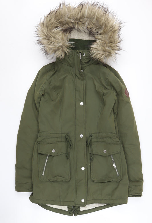 Hollister Women's Green Parka Jacket XS