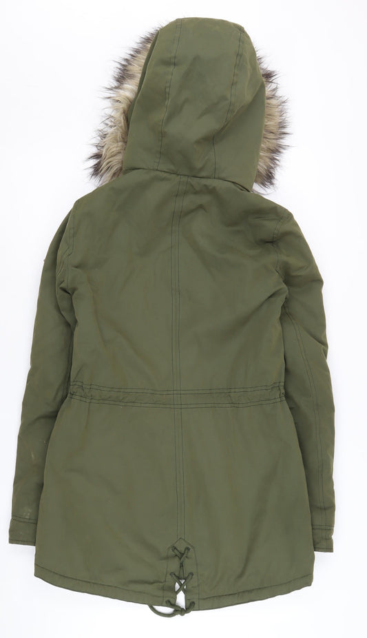 Hollister Women's Green Parka Jacket XS