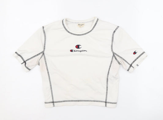 Champion Women's White Basic T-Shirt, S, Casual