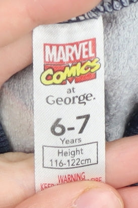 Brand and care label for Marvel boys’ multicoloured 6-7 years superhero pullover sweatshirt
