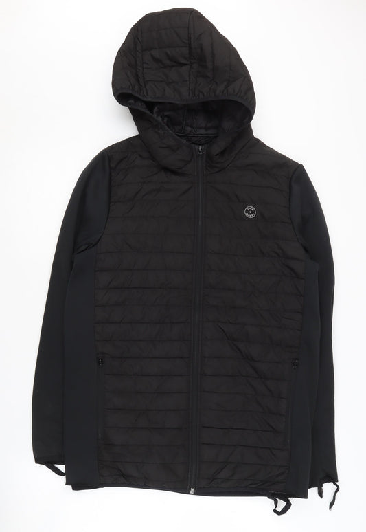 Jack & Jones Boys Black Puffer Jacket, 16Y, Hooded Winter Coat