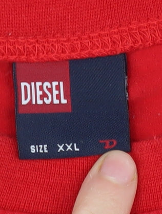 Diesel Men's Red 2XL Logo T-Shirt Short Sleeve
