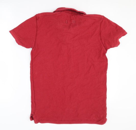 Fat Face Men's Red Cotton Polo Shirt Small