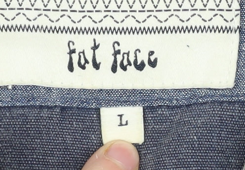 Fat Face Men's Blue L Canvas 1/4 Zip Sweatshirt