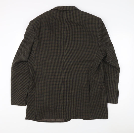 Marks and Spencer Men's Brown Check Blazer, Size 42R, Wool