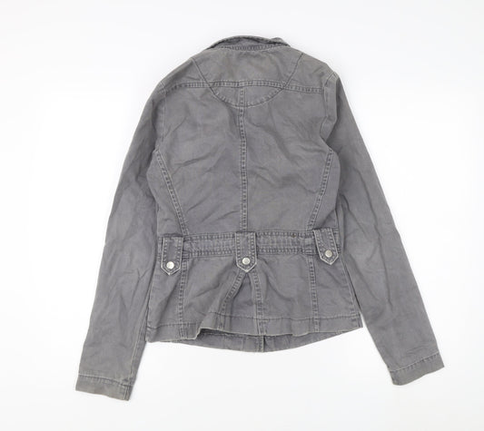 New Look Women's Grey Trench Coat Jacket, Size 8, Cotton