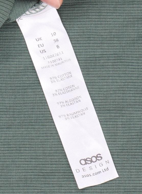 Close-up detail of ASOS Women Green Tank Dress, size 10, Casual Sleeveless