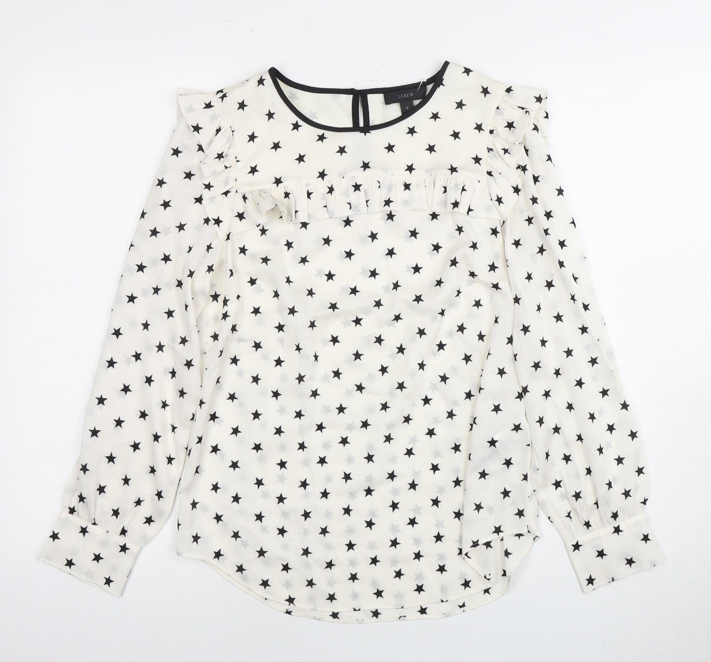 J.Crew Women's White Silk Star Blouse Size 2