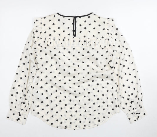J.Crew Women's White Silk Star Blouse Size 2