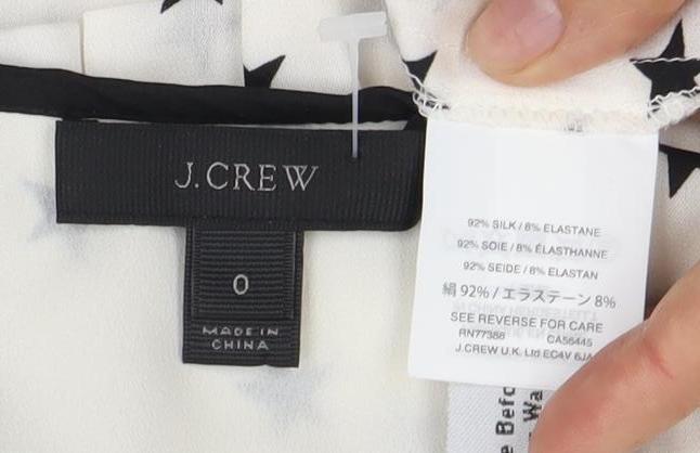 J.Crew Women's White Silk Star Blouse Size 2
