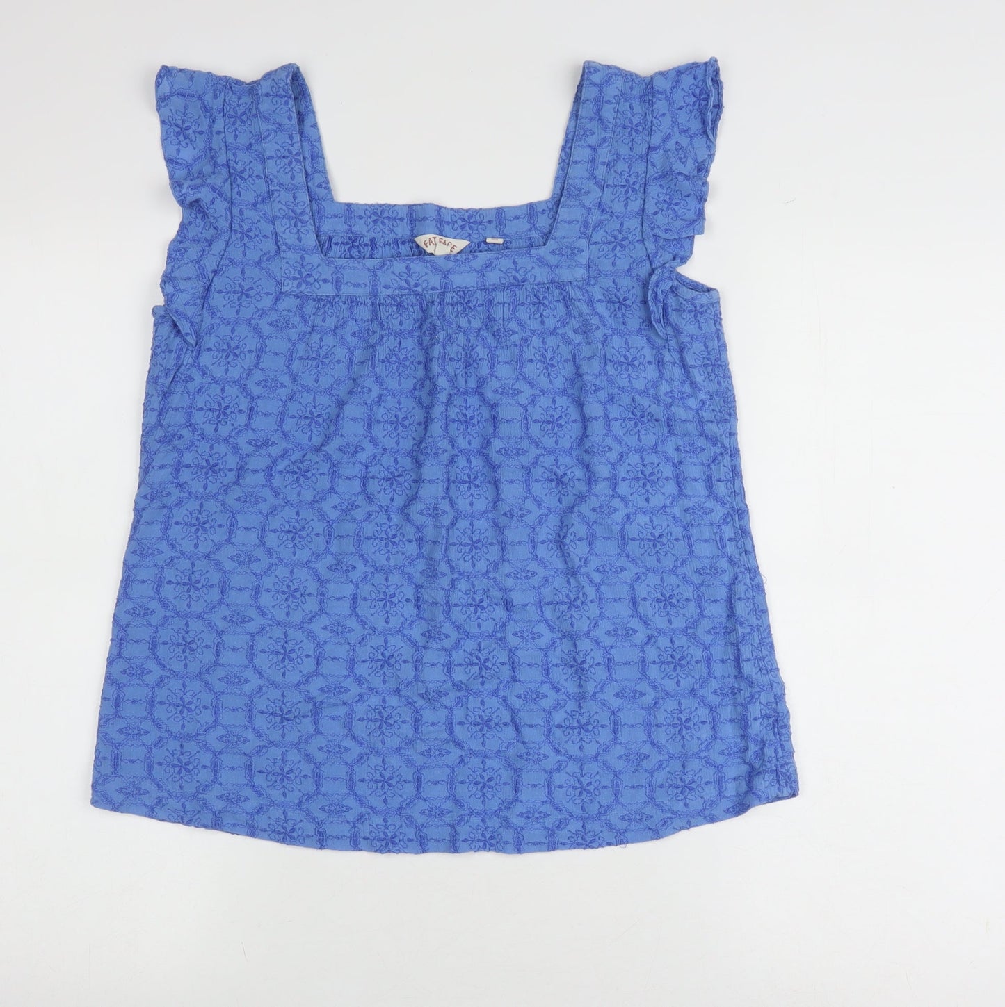 Fat Face Women's Blue Flutter Sleeve Blouse Size 12