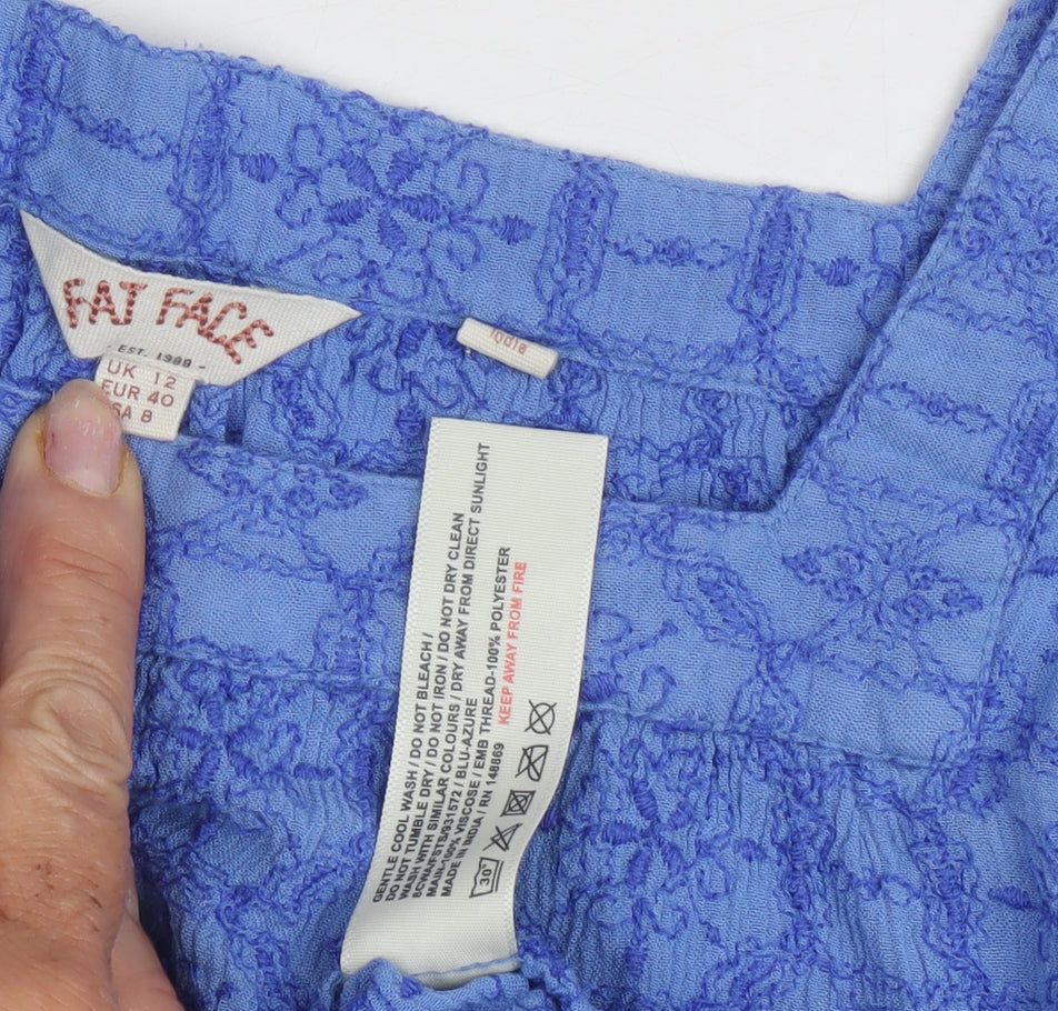 Fat Face Women's Blue Flutter Sleeve Blouse Size 12