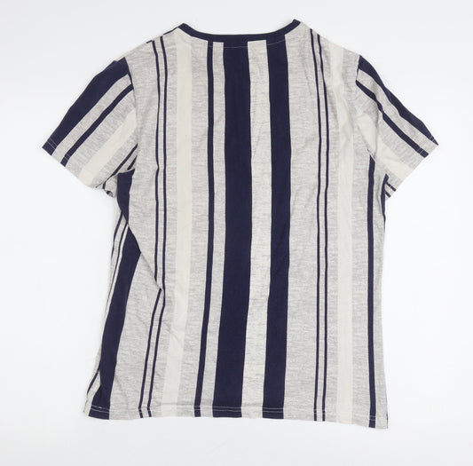 COLIN'S Men Multicoloured L Striped T-Shirt