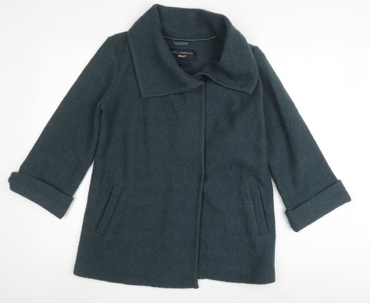 Paul Costelloe Women's Green Wool Coat Size 8 Zip Collared