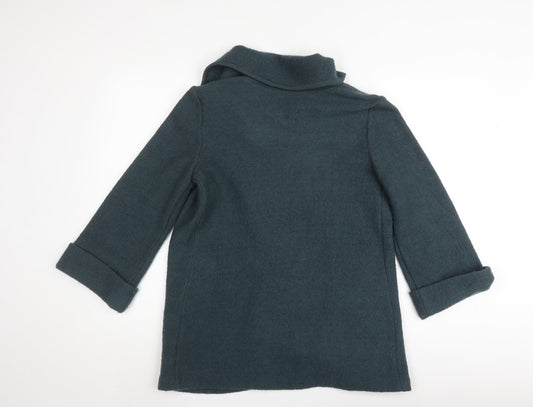 Paul Costelloe Women's Green Wool Coat Size 8 Zip Collared