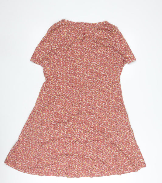 Fat Face Women's Pink Floral A-Line Dress Size 10