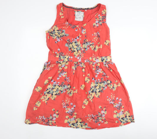 Fat Face Women's Coral Floral A-Line Dress, Size 14