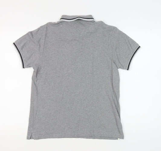Pretty Green Men's Grey Polo Shirt, Medium, Short Sleeve