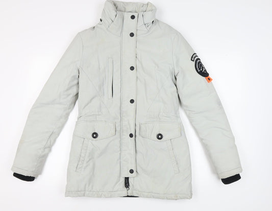 Superdry Women's White Parka Coat Size 8