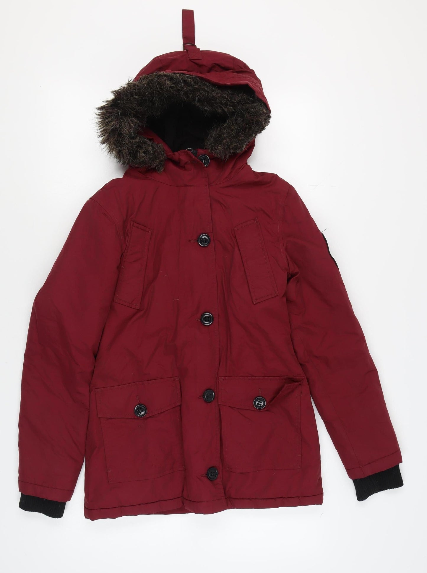 Superdry Women's Red Parka Coat XS