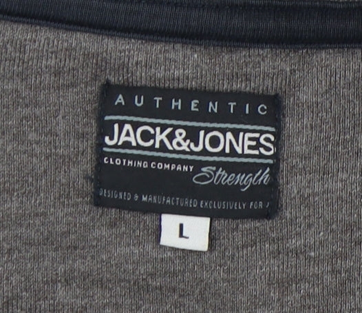 Jack & Jones Men's Grey Graphic Pullover Sweatshirt L