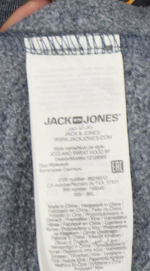 Jack & Jones Men's Grey Hoodie L Pullover Graphic