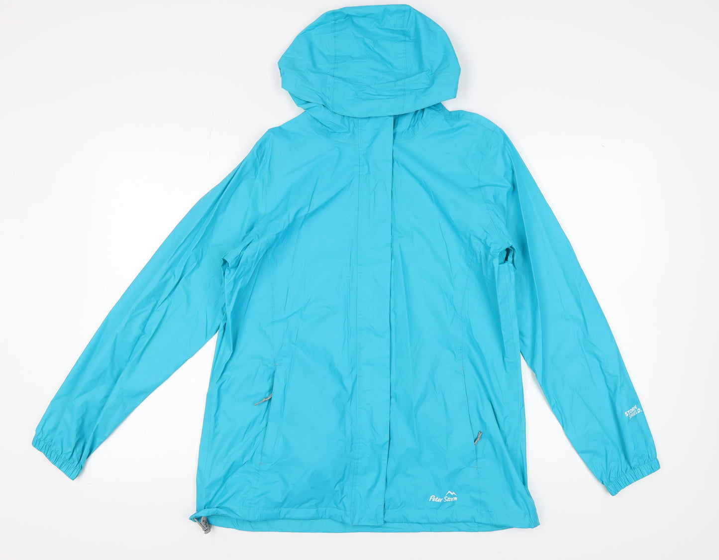 Peter Storm Women's Blue Hooded Rain Jacket Size 14