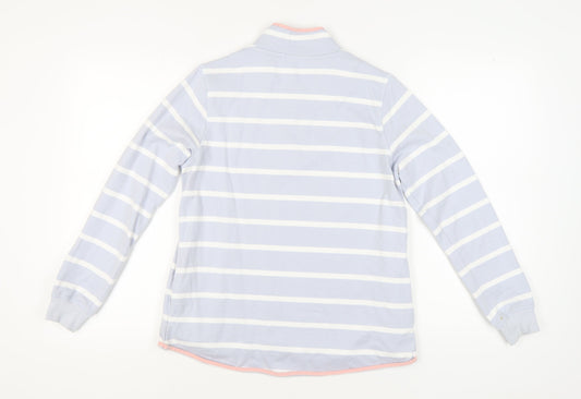 WoolOvers Women's Blue Striped Henley Sweatshirt S