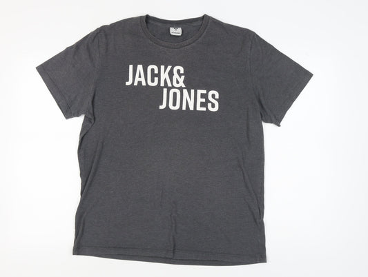 Mens UK Size XL JACK & JONES Grey Cotton T-Shirt