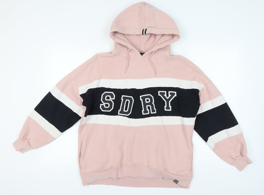 Superdry Women's Pink Pullover Hoodie, XS, Colourblock