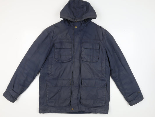 Peter Storm Men's Blue Parka Jacket Size M, Hooded