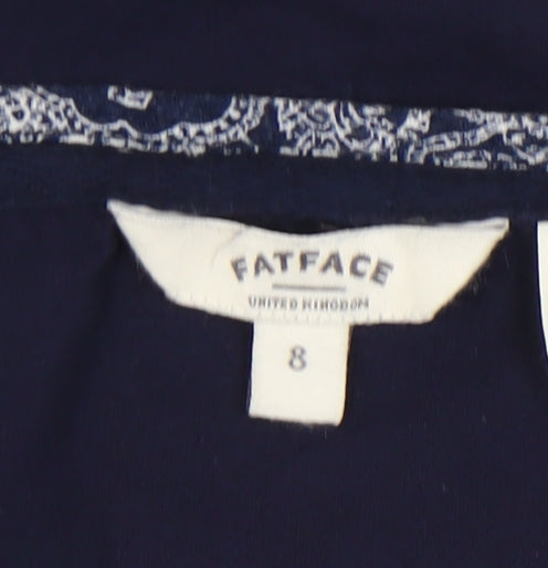 Fat Face Women's Blue Paisley Scoop Neck T-Shirt Size 8