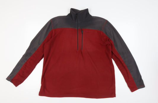 Mountain Warehouse Men's Red Fleece 1/4 Zip Sweatshirt L