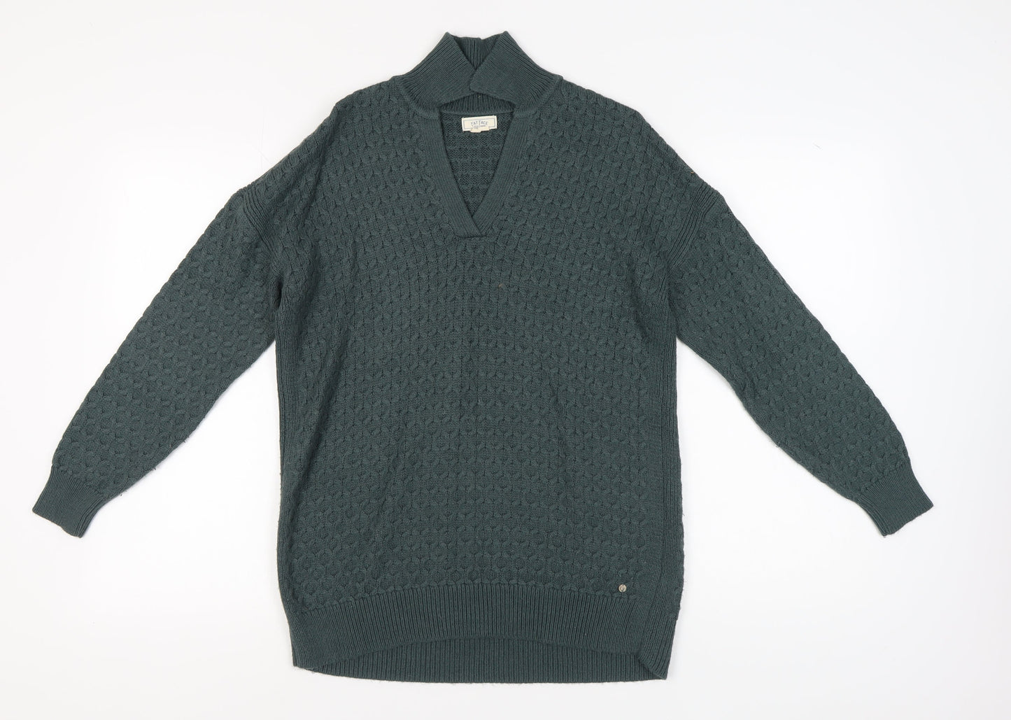 Fat Face Women's Green V-Neck Pullover Jumper Size 8