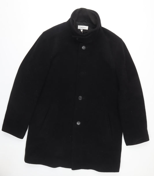 Calvin Klein Men's Black Overcoat Size 40