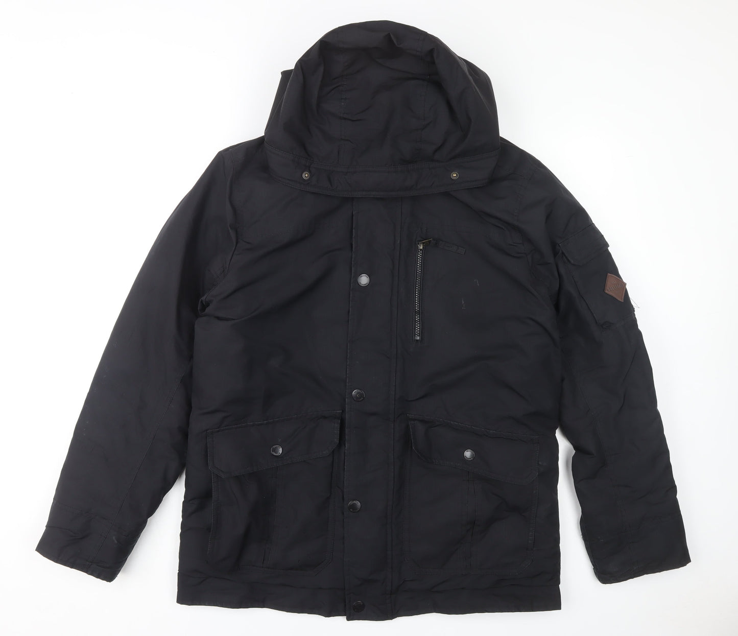 Hollister Men's Black Parka Jacket Size L Hooded