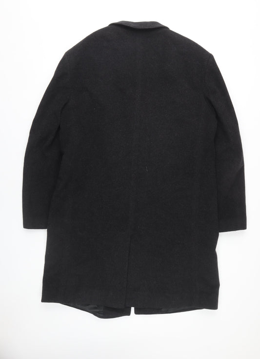 Pierre Cardin Men's Black Wool Overcoat, 38 in, Formal