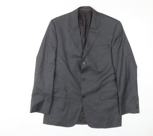 Jaeger Men's Grey Wool Striped Suit Jacket, 38S