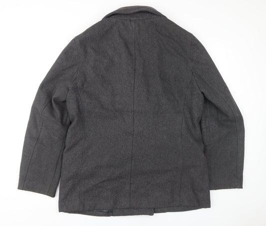 Gap Men's Grey Wool Pea Coat L - Autumn/Winter Classic