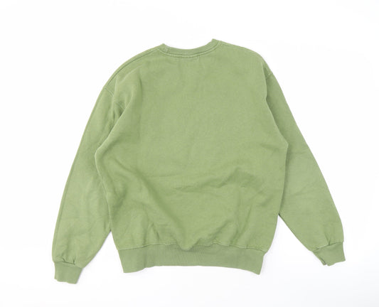 Pull & Bear Unisex Green Logo Pullover Sweatshirt XS