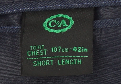 Brand and care label for C&A Men's Blue Striped Blazer, size 42, Short Jacket
