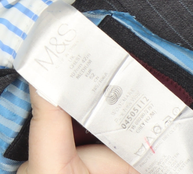 Marks and Spencer Men's Grey Striped Suit Jacket 42R