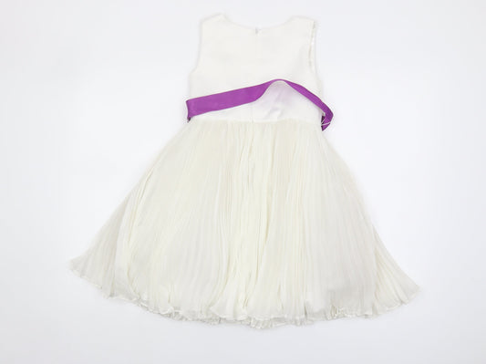 Monsoon Girls Ivory Dress, Size 7, Sleeveless, Polyester