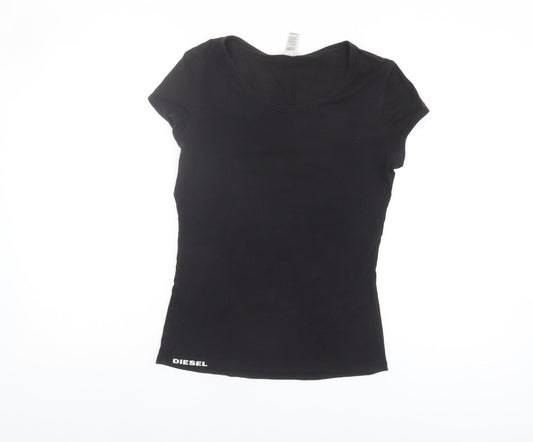 Diesel Women's Black Round Neck T-Shirt - Size M
