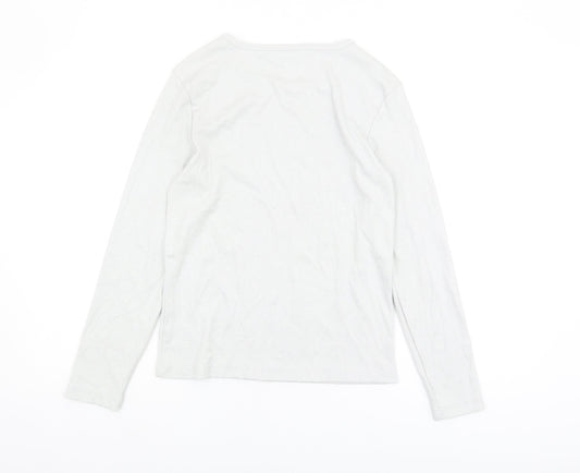 Womens UK Size 12 The White Company White Viscose Blend T-Shirt