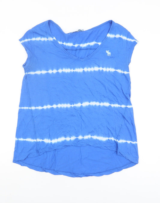 Abercrombie & Fitch Women's Blue V-Neck T-Shirt, Size S
