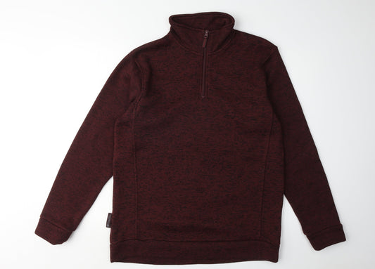 Mountain Warehouse Men's Red Mock Neck Fleece Sweatshirt L